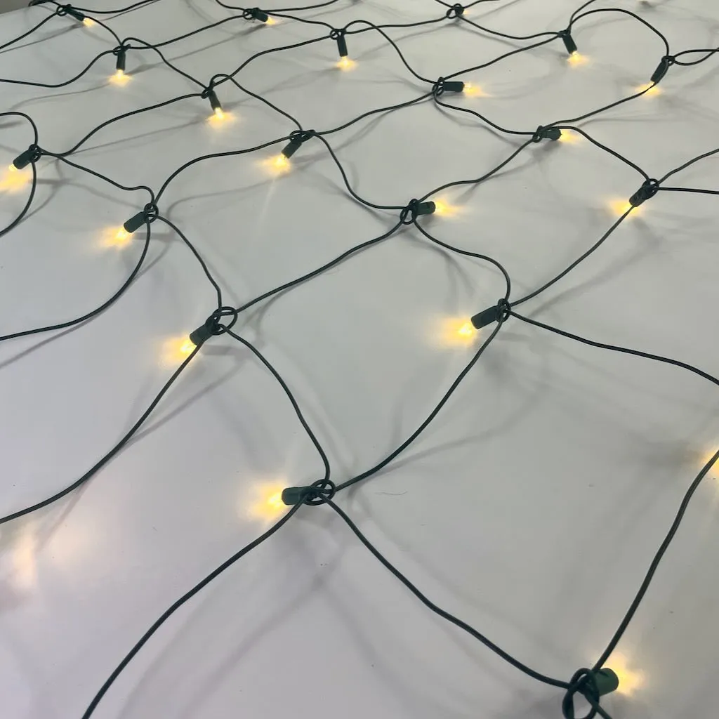 100-light M5 Warm White LED Net Lights, Green Wire