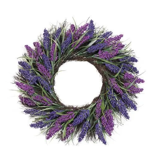 22" Plum and Purple Artificial Heather Spring Floral Wreath - Unlit