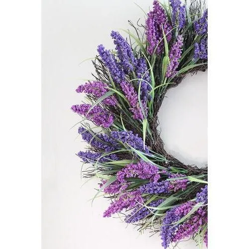 22" Plum and Purple Artificial Heather Spring Floral Wreath - Unlit