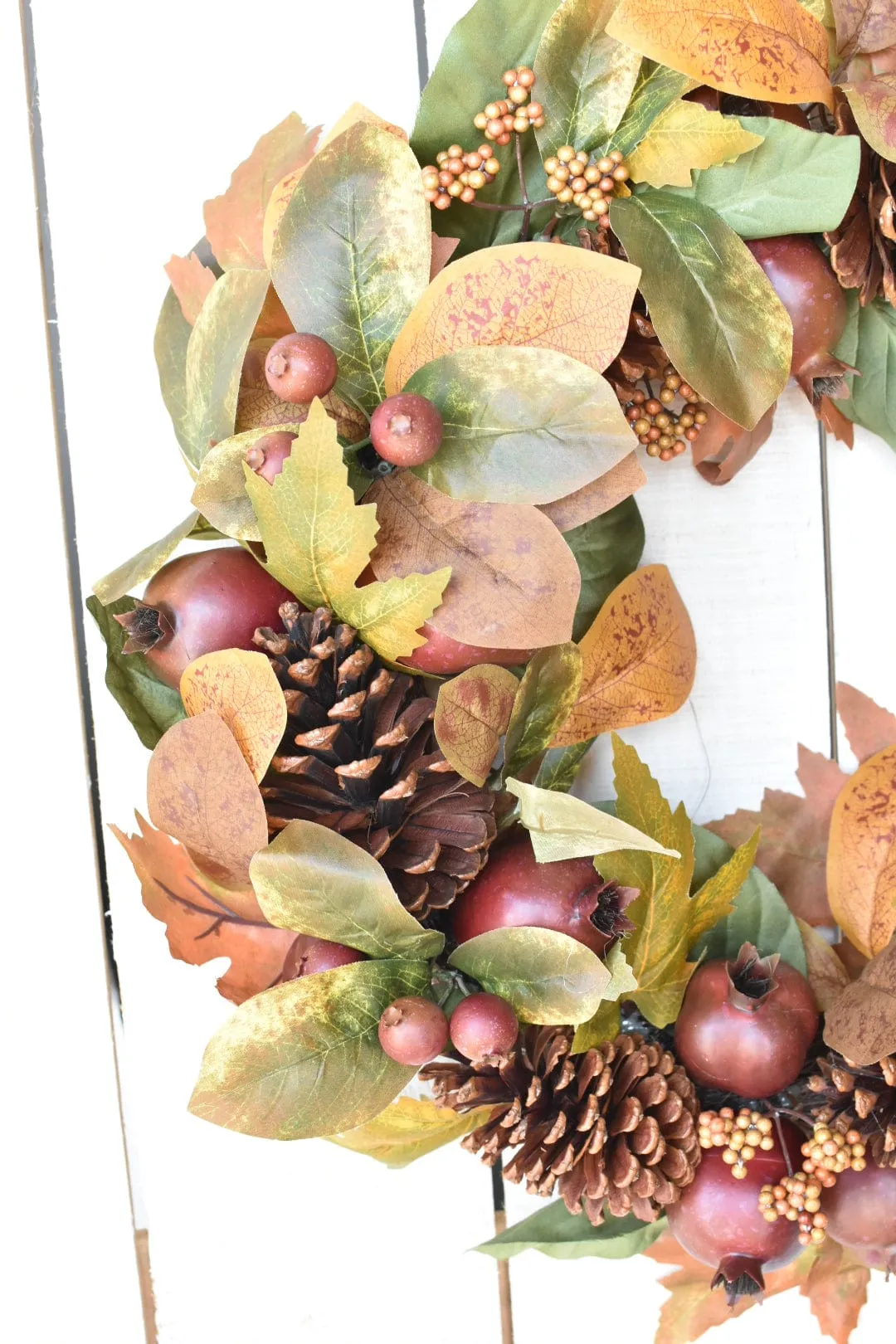 24" Faux Fall Pomegranate Berry Pine Cone Wreath