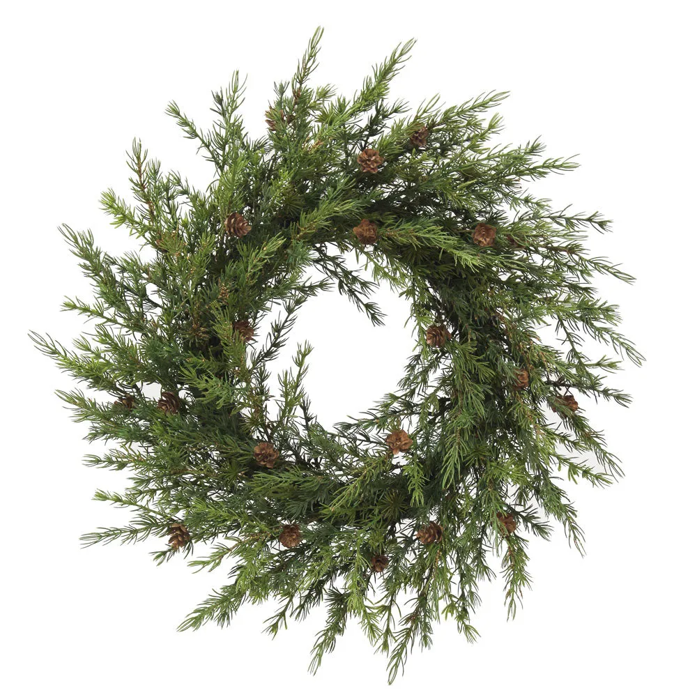 28" Artificial Pine Wreath with Pinecones