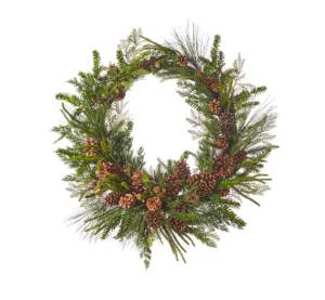 32" Pinecone and Mixed Greenery Wreath