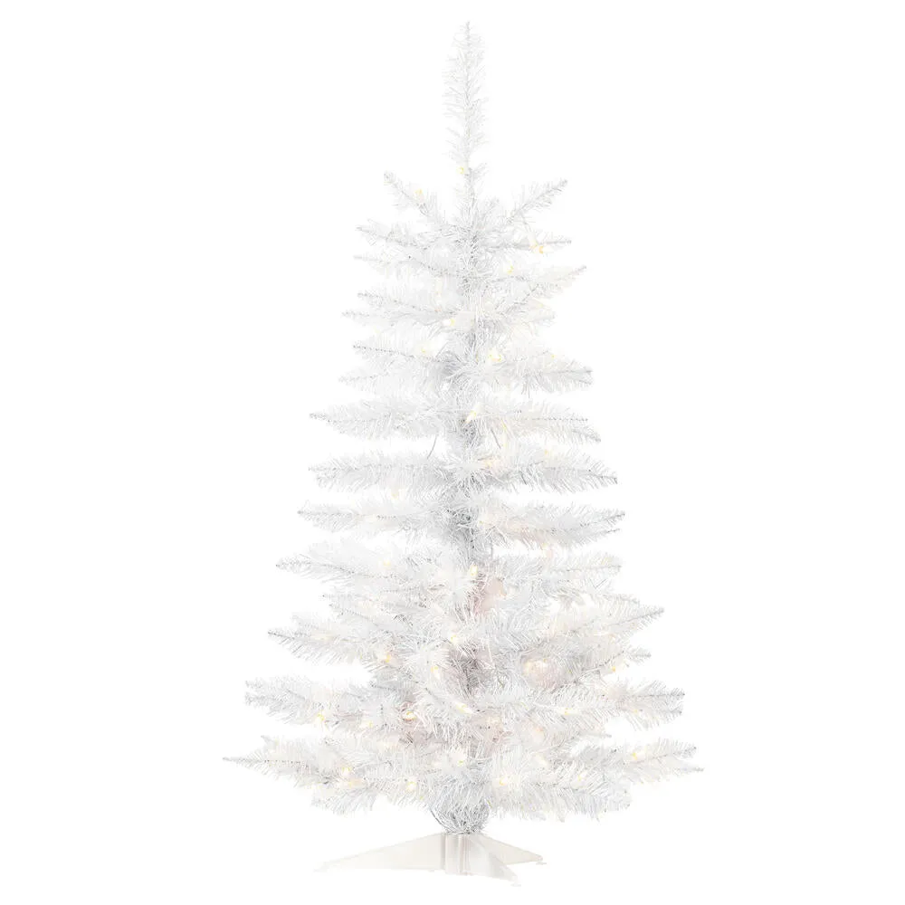 3.5' Sparkle White Spruce Artificial Christmas Tree Pure White LED Lights