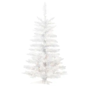 3.5' Sparkle White Spruce Artificial Christmas Tree Pure White LED Lights