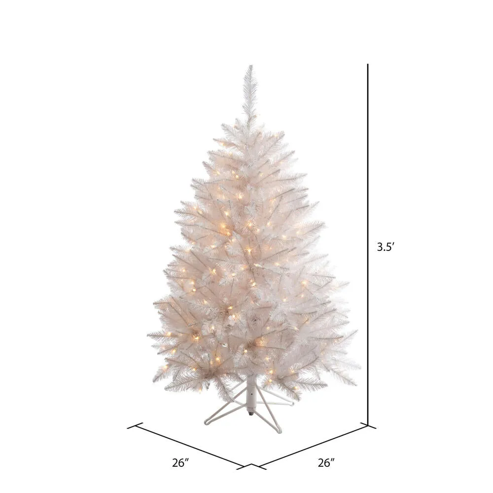 3.5' Sparkle White Spruce Artificial Christmas Tree Pure White LED Lights