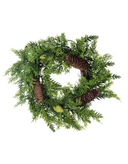 6" Evergreen Mix with Cones Candle Ring