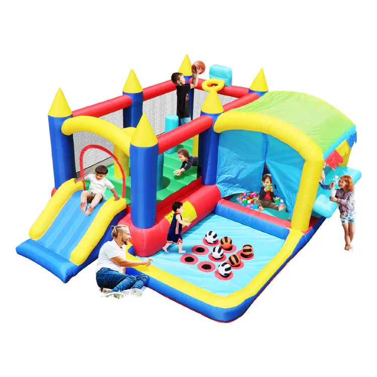 7 in 1 Inflatable Bounce House, Bouncy House with Ball Pit for Kids Indoor Outdoor Party Family Fun, Obstacles, Toddler Jump Bouncy Castle with Ball Pit for Birthday Party Gifts