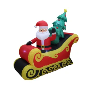 A Holiday Company 7 Ft Wide Inflatable Santa on Sleigh Lawn Decoration(Open Box)