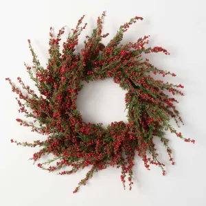 Artificial Cedar And Berry Wreath Multicolor 27"H