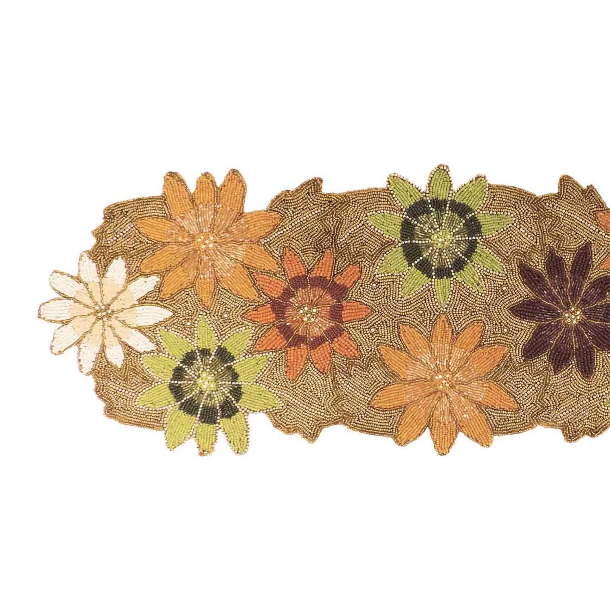 Autumnal Bead Embroidered Table Runner in Multi