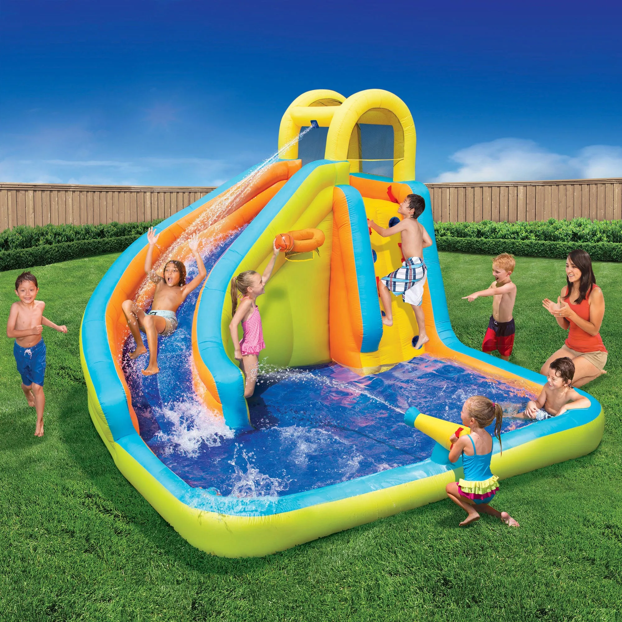 Banzai 28140 Splash 'N Blast Kids Backyard Inflatable Water Slide Park (Used)