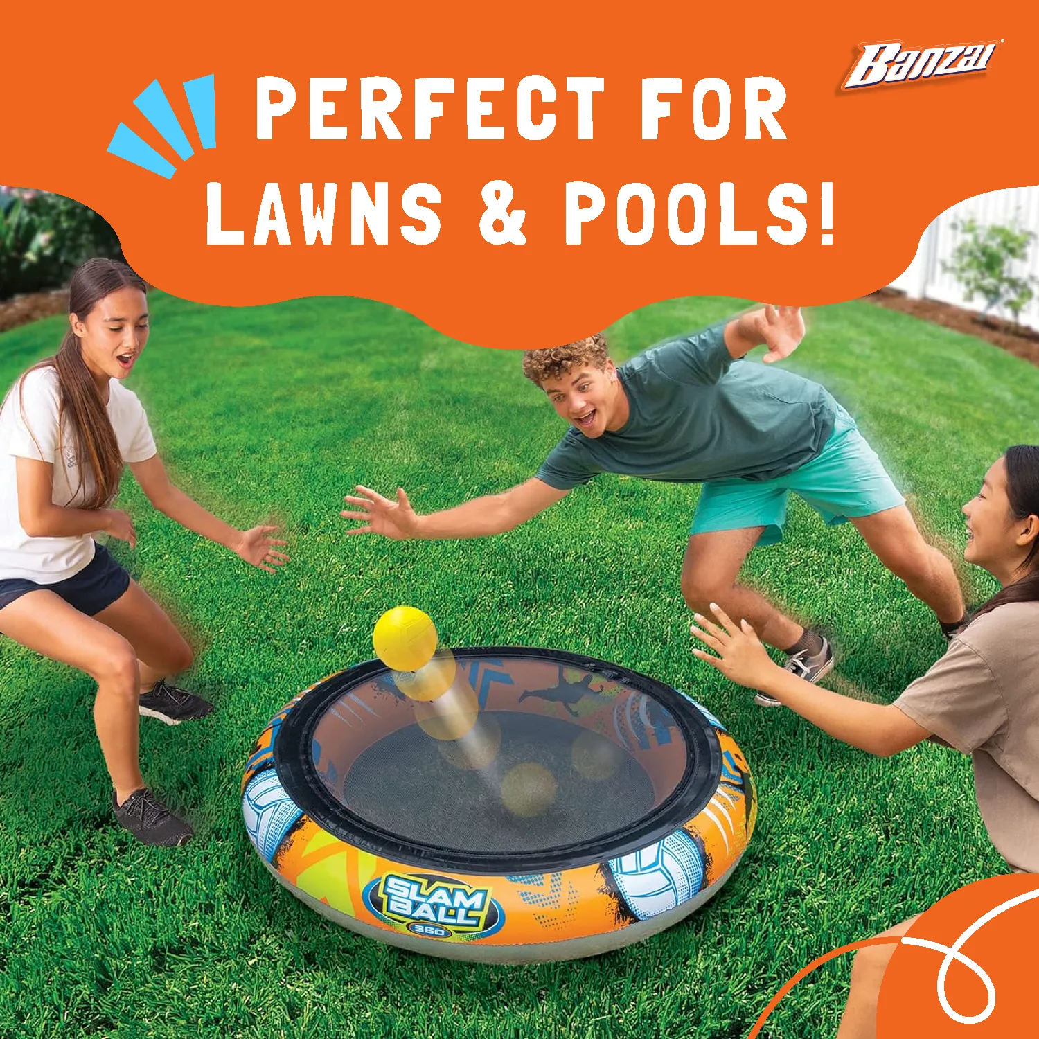 Banzai SLAM BALL 360 Inflatable Plastic High-Energy Pool or Lawn Game, Ages 8 