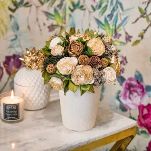 Beige & Gold Flower Pot