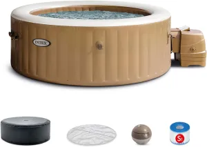 Bubble Massage Inflatable Hot Tub Spa Set, with 120 Jets, Push Button Control Panel, and Spa Cover