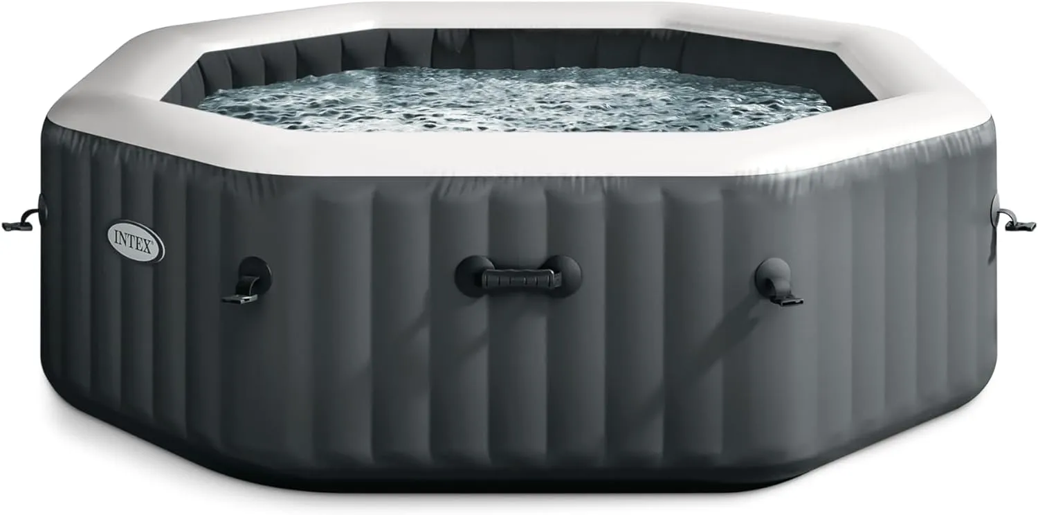 Bubble Massage Inflatable Hot Tub Spa Set, with 120 Jets, Push Button Control Panel, and Spa Cover