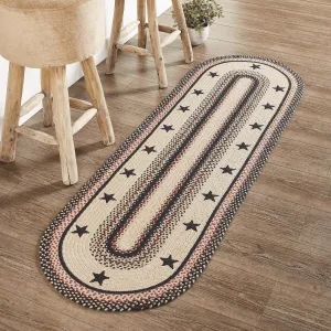 Colonial Star Oval Braided Rug 22x72" Runner - with Pad