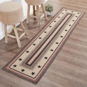 Colonial Star Rectangle Braided Rug 24x96" Runner - with Pad