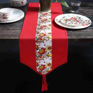 Como Table runner with floral print - Red