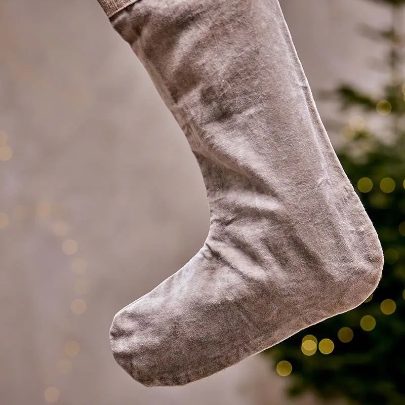 Cotton Velvet and Linen Christmas Stocking