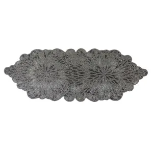 Elegance Bead Embroidered Table Runner in Smoke & Silver