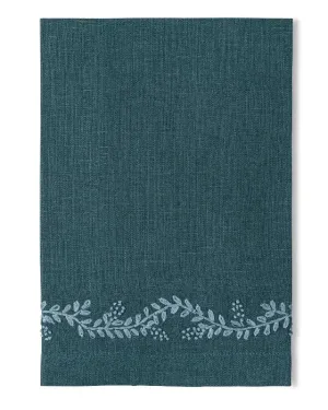 Embroidered Vine Linen Cocktail Napkin, S/4