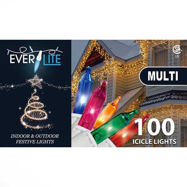 Everlite 100 String Mini Icicle Xmas Lights