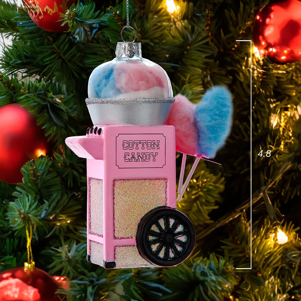 Glass Cotton Candy Cart Ornament