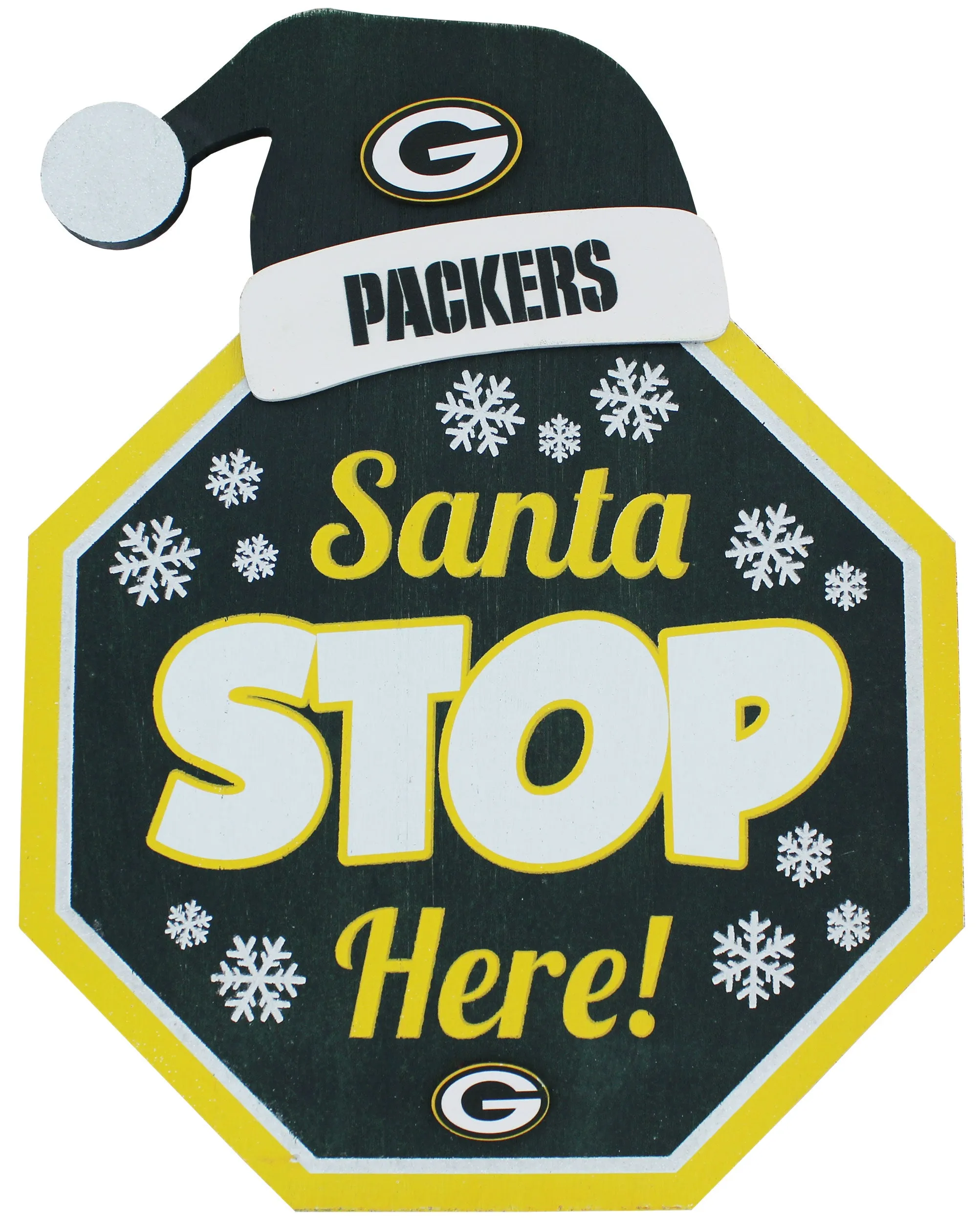 Green Bay Packers Santa Stop Here! 25" Lawn Sign