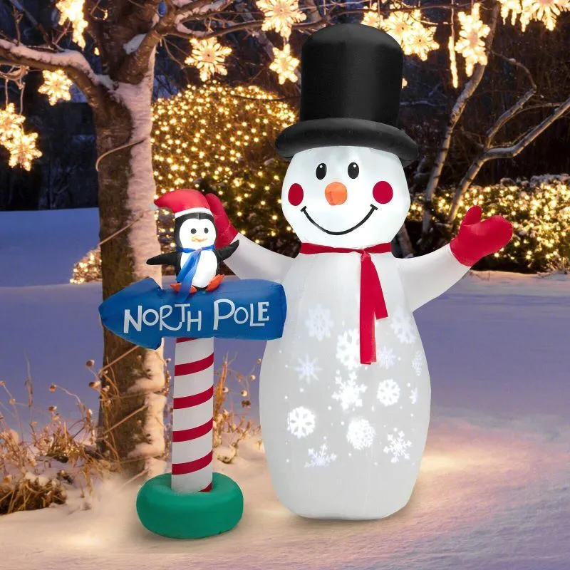 Happy Christmas Holiday Yard Decorations Inflatable W/ LED Lights