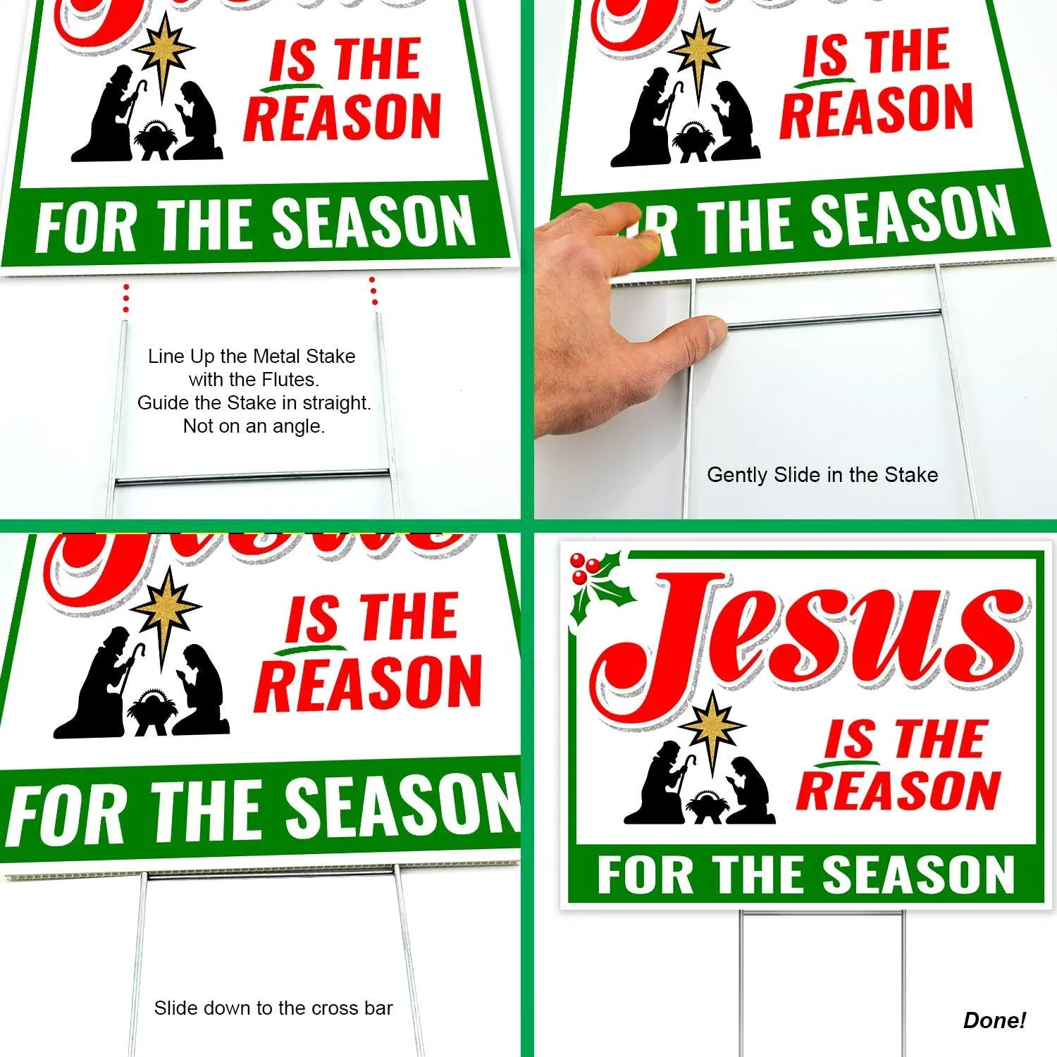 Jesus IS the Reason for the Season Sign - Outdoor Christmas Decorations Yard Lawn Sign