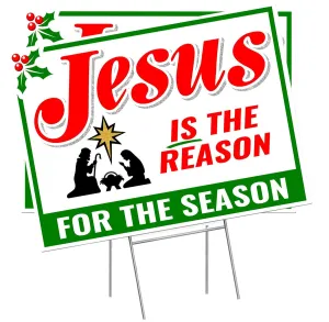 Jesus IS the Reason for the Season Sign - Outdoor Christmas Decorations Yard Lawn Sign