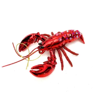 Jeweled Lobster Glass Ornament