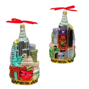 New York City TAXI Cityscape Glass Ornament