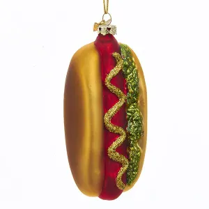 NYC Glass Hot Dog Ornament