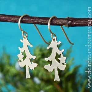 O Tannenbaum Christmas Tree Earrings in Silver