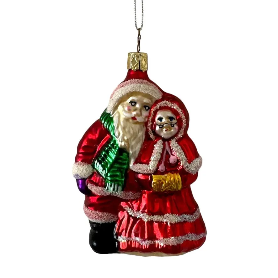 Old World Christmas Mr and Mrs Claus Glass Ornament