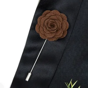 Peluche Blooming Charm Dark Brown Colored Brooch for Men