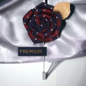 Peluche Floral Pentagon Maroon, Blue, White, Golden Brooch Lapel Pin