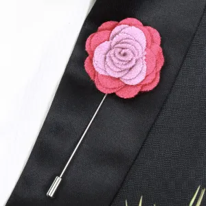 Peluche Graceful Bloom Pink and Coral Colored Brooch for Men