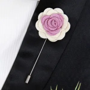 Peluche Graceful Bloom Pink and Cream Colored Brooch for Men