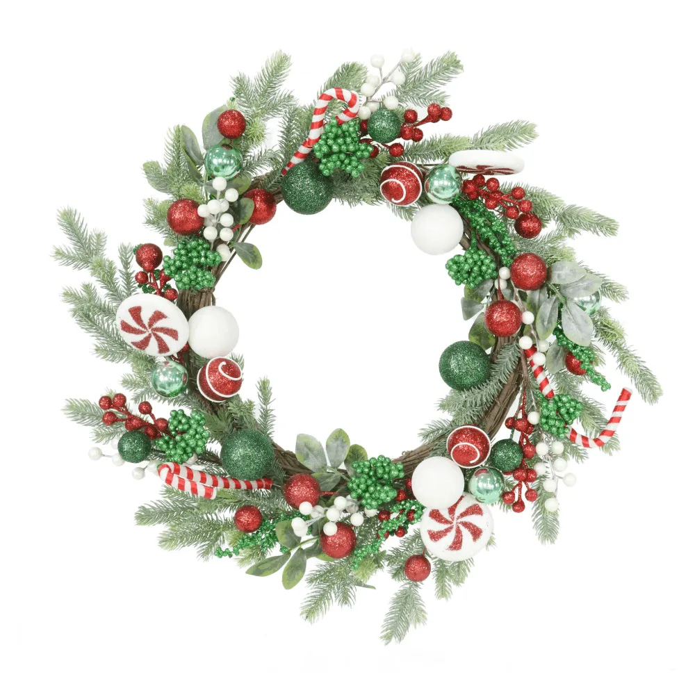 Pine Candycane Wreath (55cm)