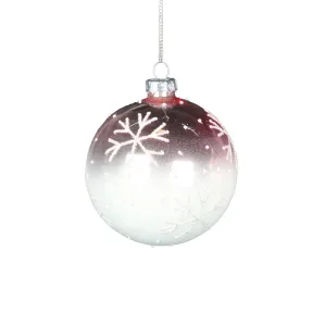 Pink Ombre Glass Ornament with Snowflakes - Ball