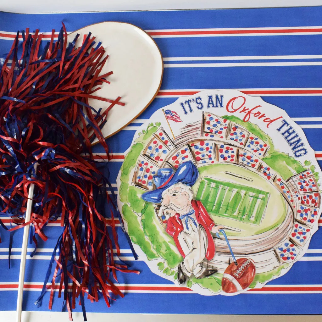 Red & Blue Stripe Paper Table Runner