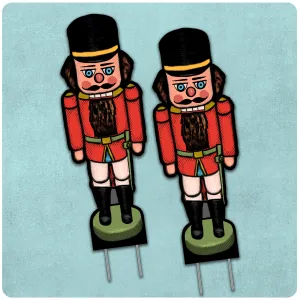 Retro Inspired Nutcracker Christmas Lawn Signs - Set of 2