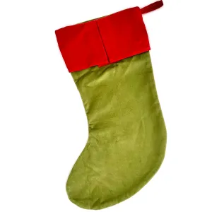 Traditional Green and Red Velvet Christmas Stocking 20"x12"